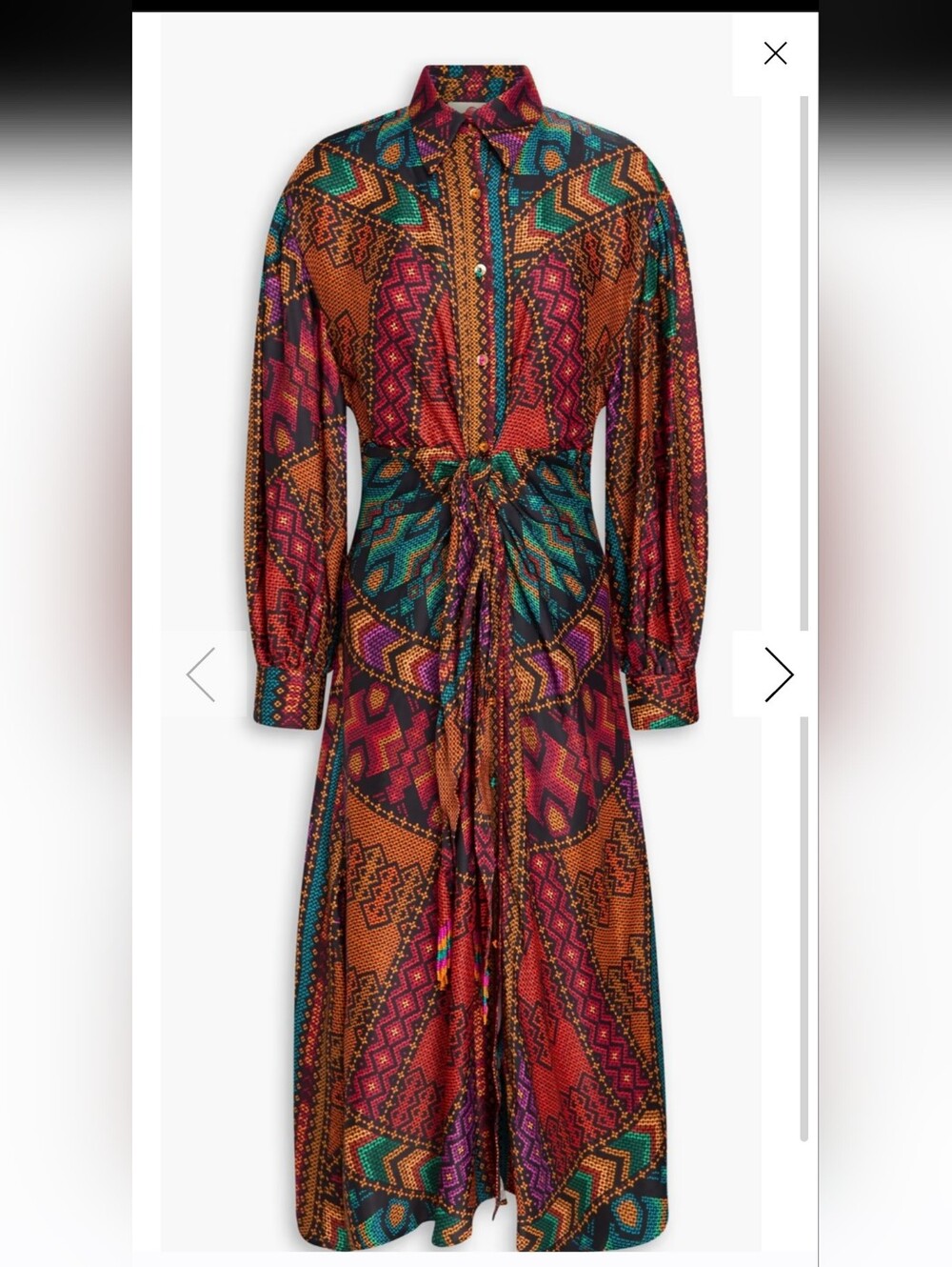 Farm Rio Geometric Tribal Print Shirt Dress XS Multicolor Boho
